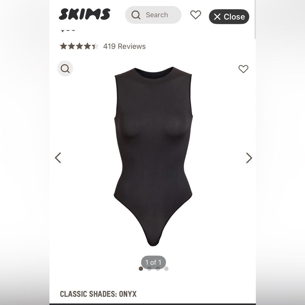 SKIMS Essentials High Neck Bodysuit - Onyx